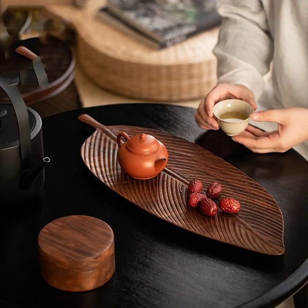 Eco Friendly Walnut Leaf Dinner Plates Natural Tableware