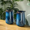 Elegant Blue Ceramic Pitcher Handcrafted Artisan Tableware Decor
