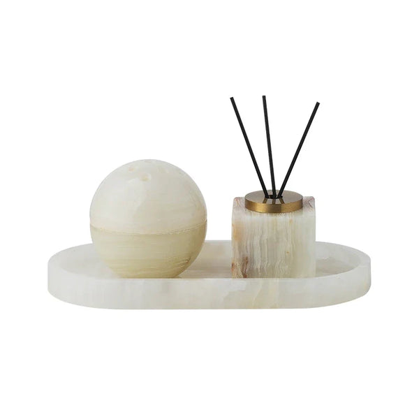 3 Piece Natural Marble Aromatherapy Set Calming Home Decor