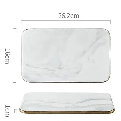 Elegant Gold Trim Marble Cutting Board For Kitchen Food Prep And Serving