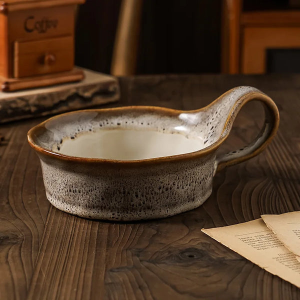 Rustic Ceramic Oatmeal Bowl Handcrafted Artisanal Kitchen Tableware