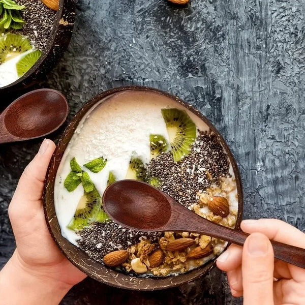 Handmade Coconut Shell Bowl And Spoon Set For Natural Kitchen Serving