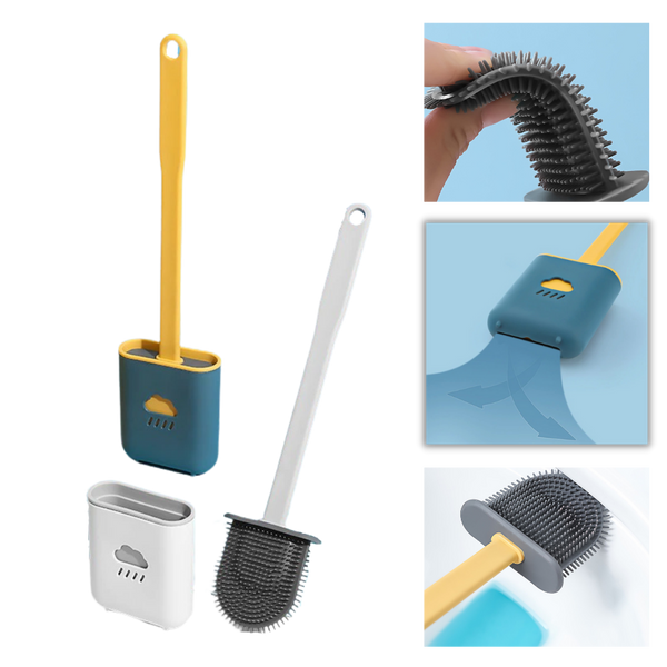 Premium Silicone Toilet Brush With Flat Head For Deep Cleaning