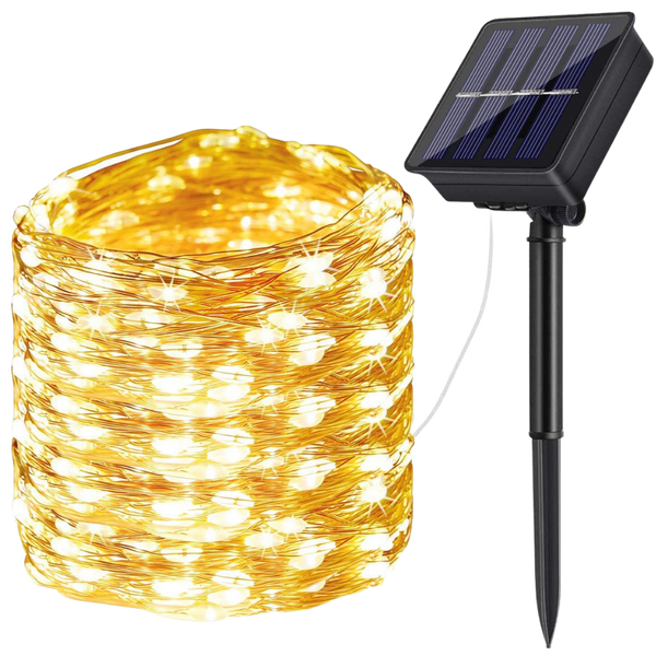 Solar Powered LED String Lights With 8 Modes And 16 Hour Run Time