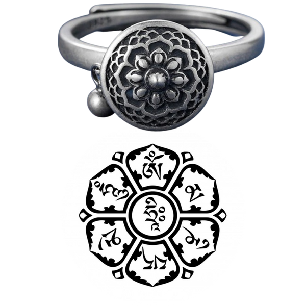 Spinning Lotus Mantra Ring For Women Mindful Compassion Reminder