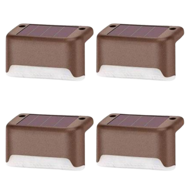 Solar Step Lights 4 Pack Warm Weatherproof Stair Illumination