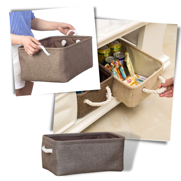 Premium Linen Storage Basket With Durable Rope Handles Stackable