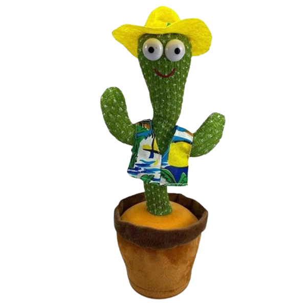 Interactive Plush Cactus Parrot Toy With Voice Recording And 360 Turning
