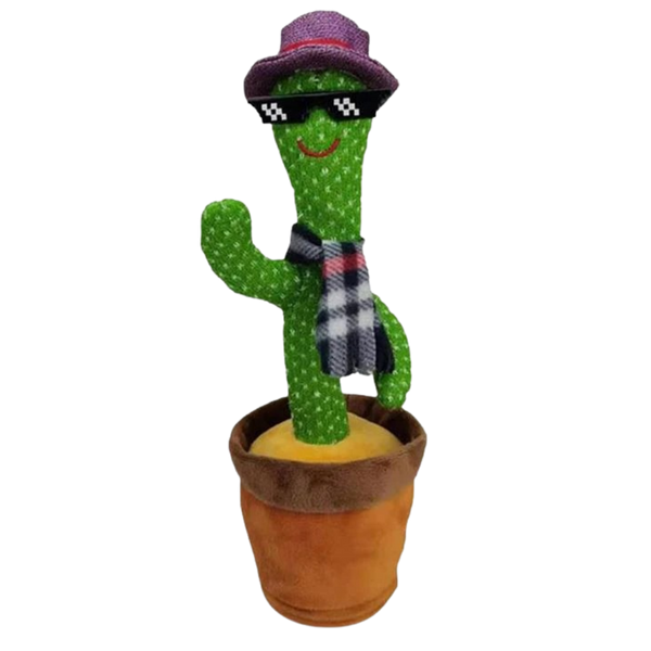 Interactive Plush Cactus Parrot Toy With Voice Recording And 360 Turning