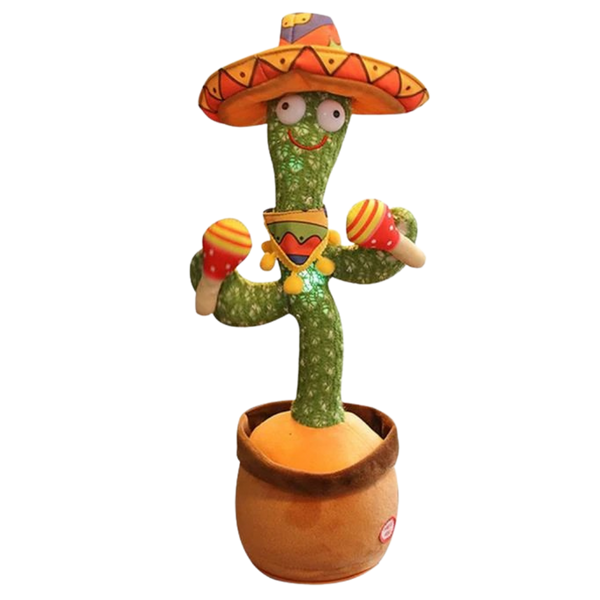 Interactive Plush Cactus Parrot Toy With Voice Recording And 360 Turning