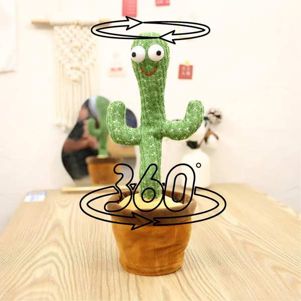 Interactive Plush Cactus Parrot Toy With Voice Recording And 360 Turning