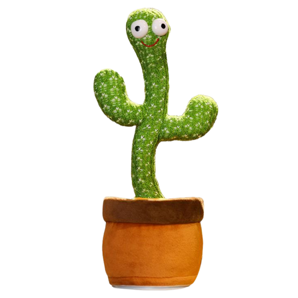 Interactive Plush Cactus Parrot Toy With Voice Recording And 360 Turning