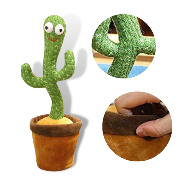 Interactive Plush Cactus Parrot Toy With Voice Recording And 360 Turning