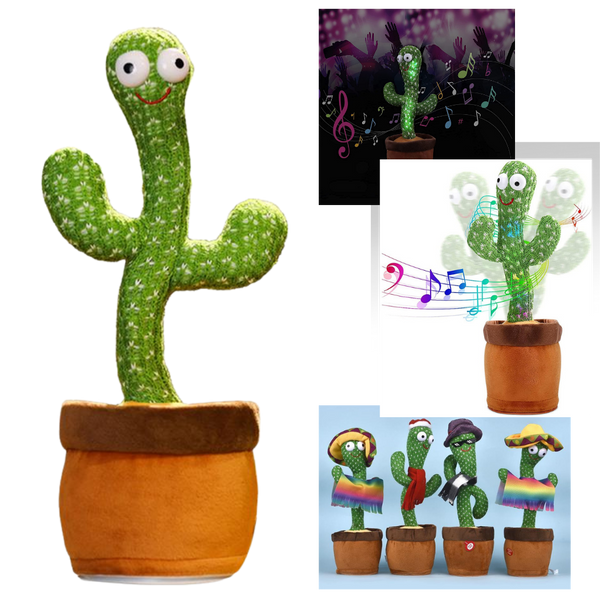 Interactive Plush Cactus Parrot Toy With Voice Recording And 360 Turning