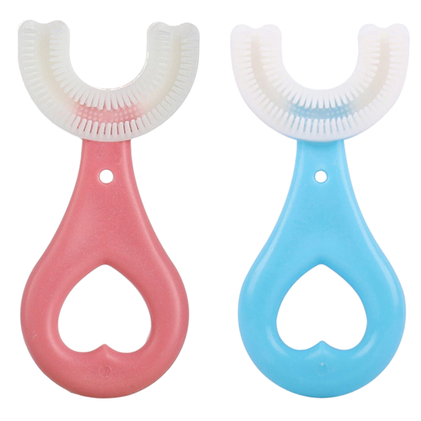 Kids U Shaped Toothbrush Set of 2 With Gentle Bristles and Soft Grips
