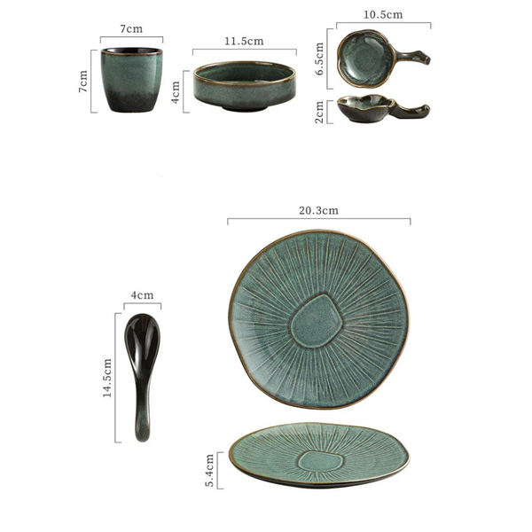 Ikari 5 Piece Ceramic Dinnerware Set With Smooth Glaze Finish
