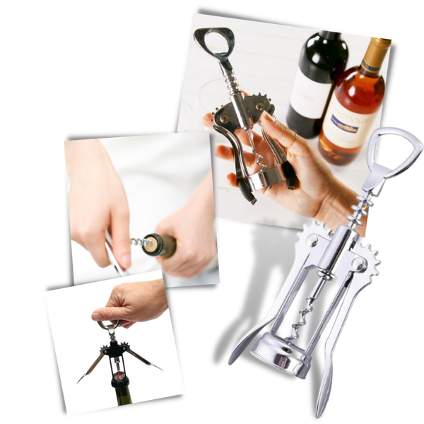 Premium Dual Function Wine Bottle Opener With Easy Grip Wing Design