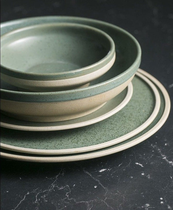 Vintage Jade Ceramic Dinner Plate and Bowl