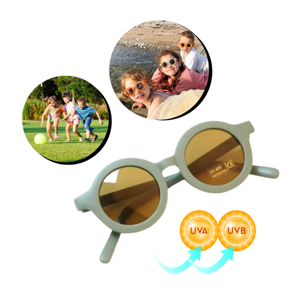 UV400 Kids Round Sunglasses for Ages 1 to 5 with Vintage Frames