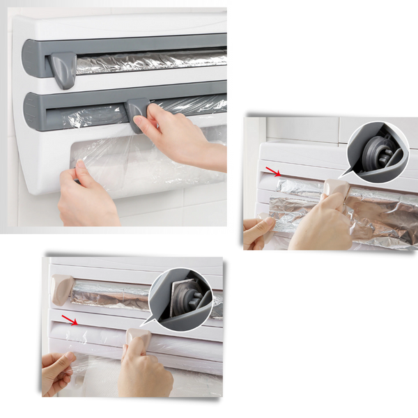 All-In-One Wall Mounted Kitchen Organizer For Paper Towels Foil And Wrap