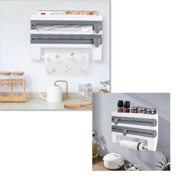 All-In-One Wall Mounted Kitchen Organizer For Paper Towels Foil And Wrap