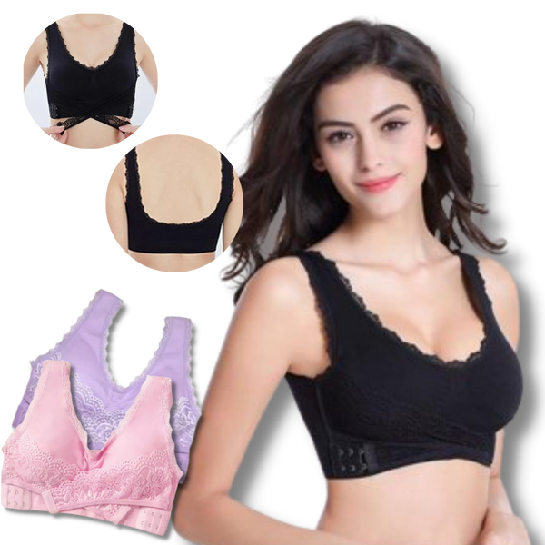 Posture-Boosting Seamless Wireless Lace Push-Up Bra