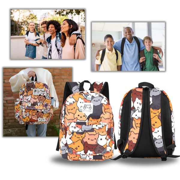 Chic Cat Inspired Daypack With Ample Room And Locking Zippers