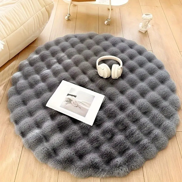 Soft Rabbit Faux Fur Round Rug Plush Luxurious Home Decor