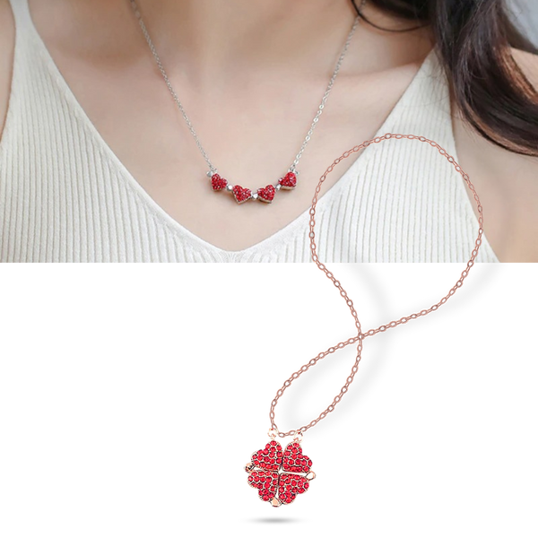 Adjustable Four Leaf Clover Heart Necklace For Chic Everyday Wear