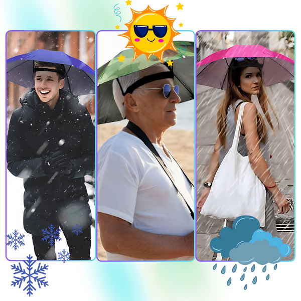 Adjustable Hands Free Umbrella Hat For Sun And Rain Protection