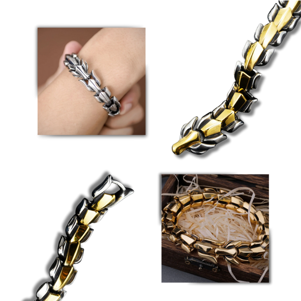 Norse Dragon Bracelet In Marine Grade Steel With Adjustable Fit