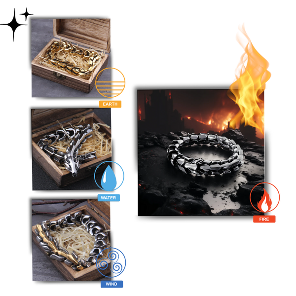 Norse Dragon Bracelet In Marine Grade Steel With Adjustable Fit