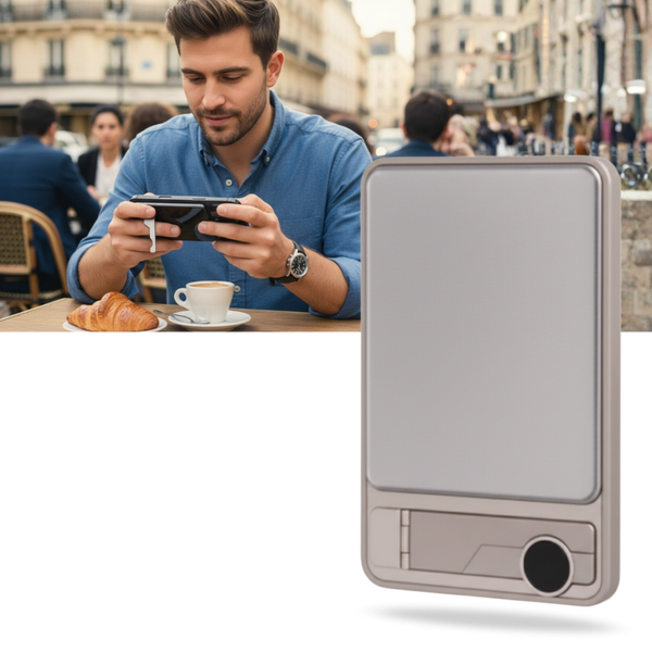 Slim Magnetic Power Bank With Foldable Kickstand And Dual Charging