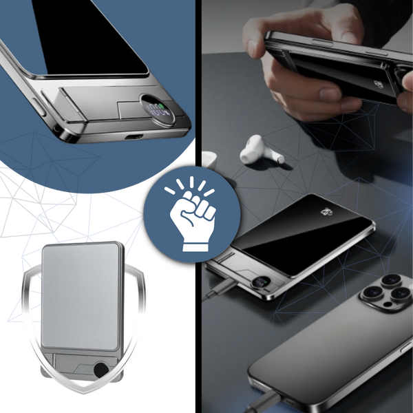 Slim Magnetic Power Bank With Foldable Kickstand And Dual Charging
