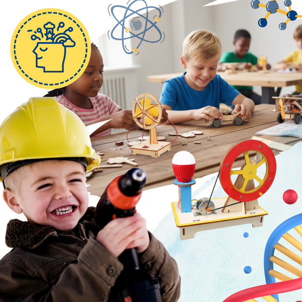 Wooden STEM Construction Kit for Kids Learn by Assembling Ten Models