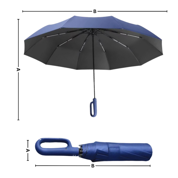 Wind Resistant Automatic Lock Umbrella With Ergonomic Handle