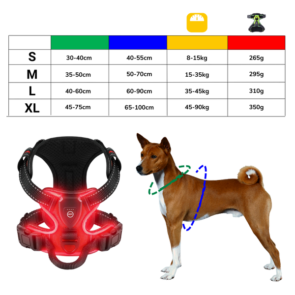 Light Up Dog Harness With Night Visibility And 3 LED Modes