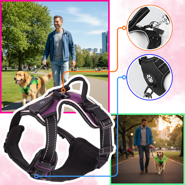 Light Up Dog Harness With Night Visibility And 3 LED Modes