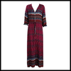 Boho V Neck Maxi Dress With Ethnic Charm And Flowy Silhouette