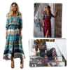 Boho V Neck Maxi Dress With Ethnic Charm And Flowy Silhouette
