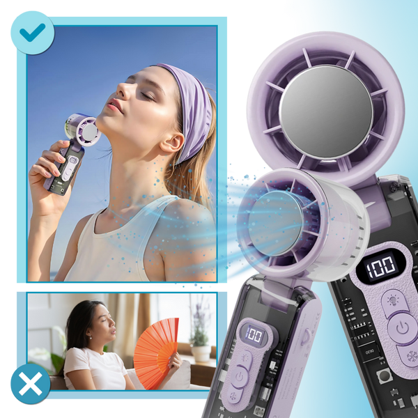 Portable Handheld Fan With Instant Cooling And Foldable 90 Degree Tilt