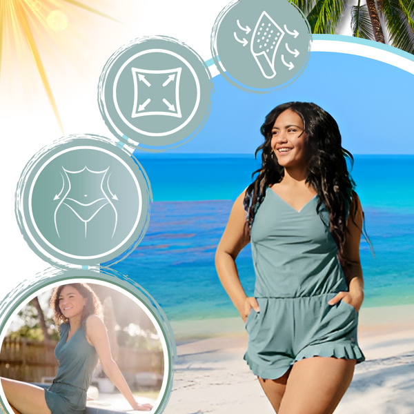 Swim Romper With Built In Bra And Tummy Control And Water Resistant
