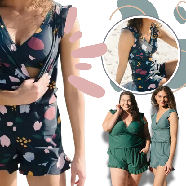 Swim Romper With Built In Bra And Tummy Control And Water Resistant