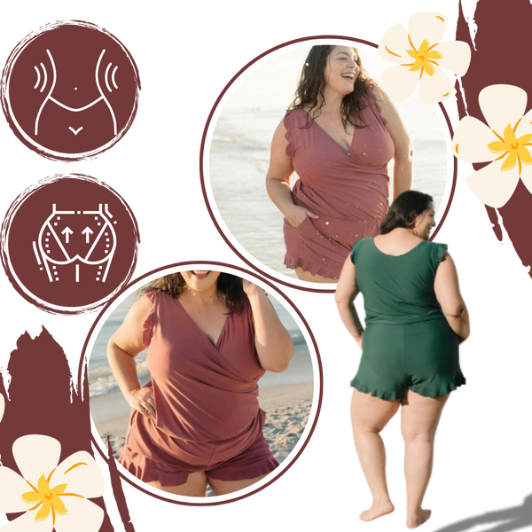 Swim Romper With Built In Bra And Tummy Control And Water Resistant