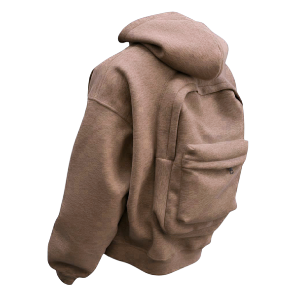 Premium Utility Hoodie With Integrated Backpack Panel For Hands Free Carry