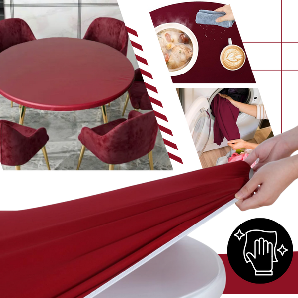 Lux Waterproof Leather Tablecloth With Elastic Fit Wrinkle Free
