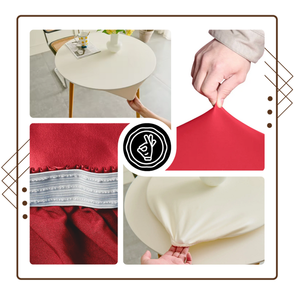 Lux Waterproof Leather Tablecloth With Elastic Fit Wrinkle Free