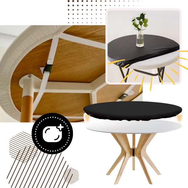 Lux Waterproof Leather Tablecloth With Elastic Fit Wrinkle Free