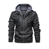 All Weather Brown Leather Motorcycle Jacket With Hood And Adjustable Fit