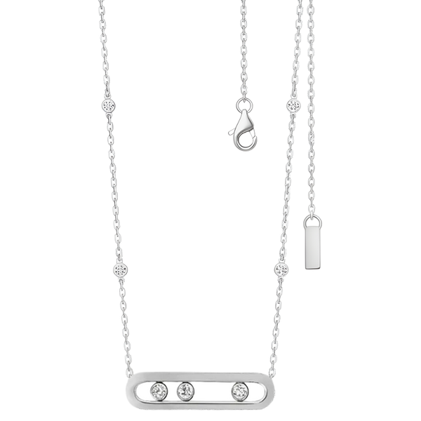 Three Stone Zircon Necklace With Timeless Shine And Free Movement